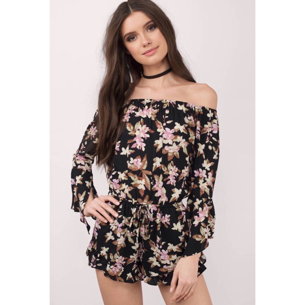 Tobi Rayla Black Multi Floral Print Romper